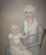 Ammi Phillips Mrs. Wilbur Sherman and daughter Sarah France oil painting artist